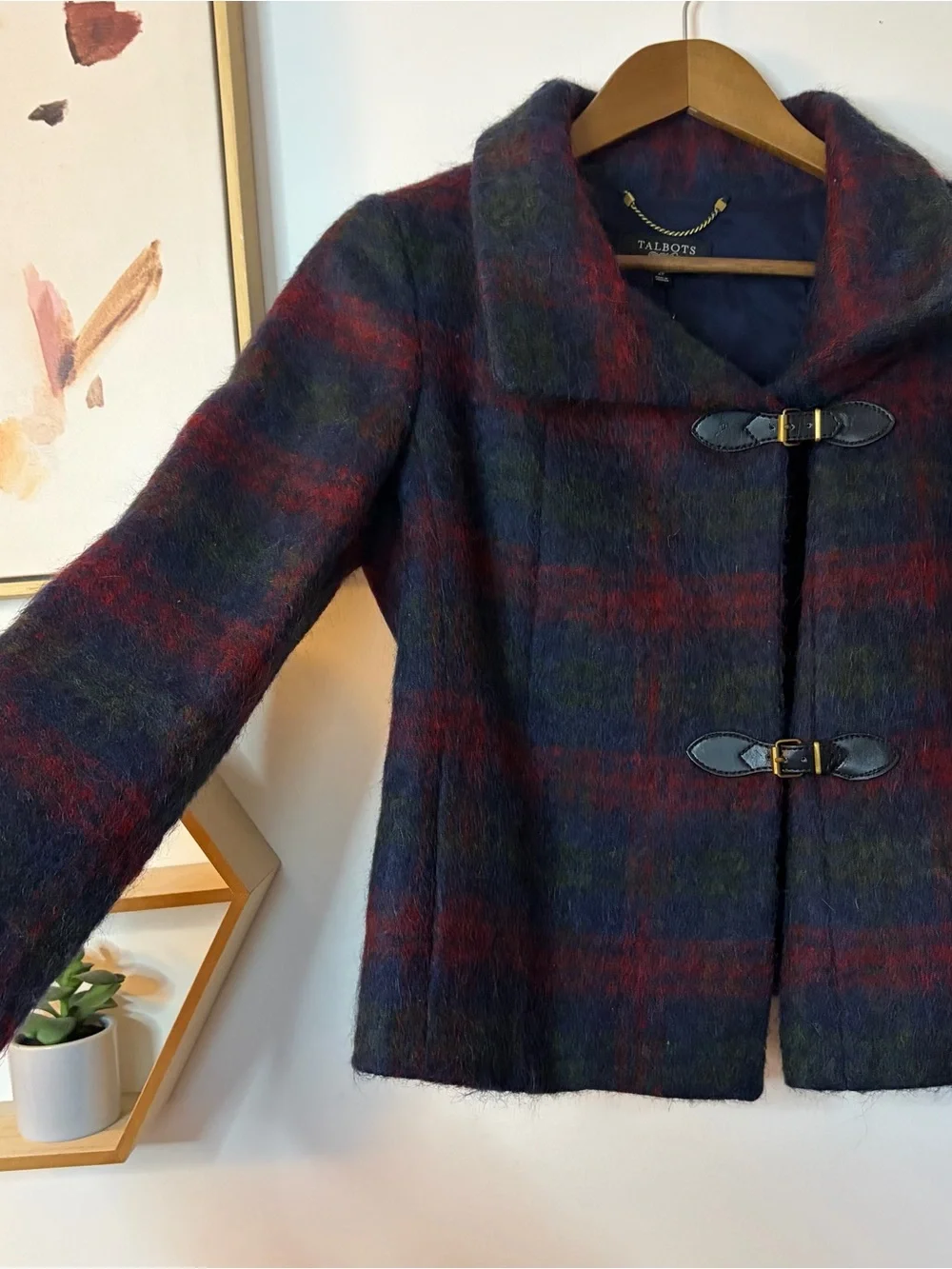 Talbots Plaid Toggle Wool Jacket - Navy & Red 2P